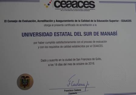 CERTIFICADOS QUE AVALAN LA ACREDITACIÓN POR PARTE DEL CEAACES
