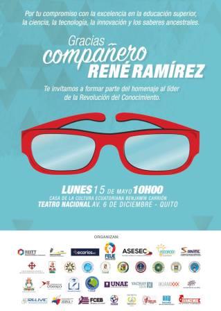 GRACIAS COMPAÑERO RENÉ RAMÍREZ LÍDER DE LA REVOLUCIÓN DEL CONOCIMIENTO.