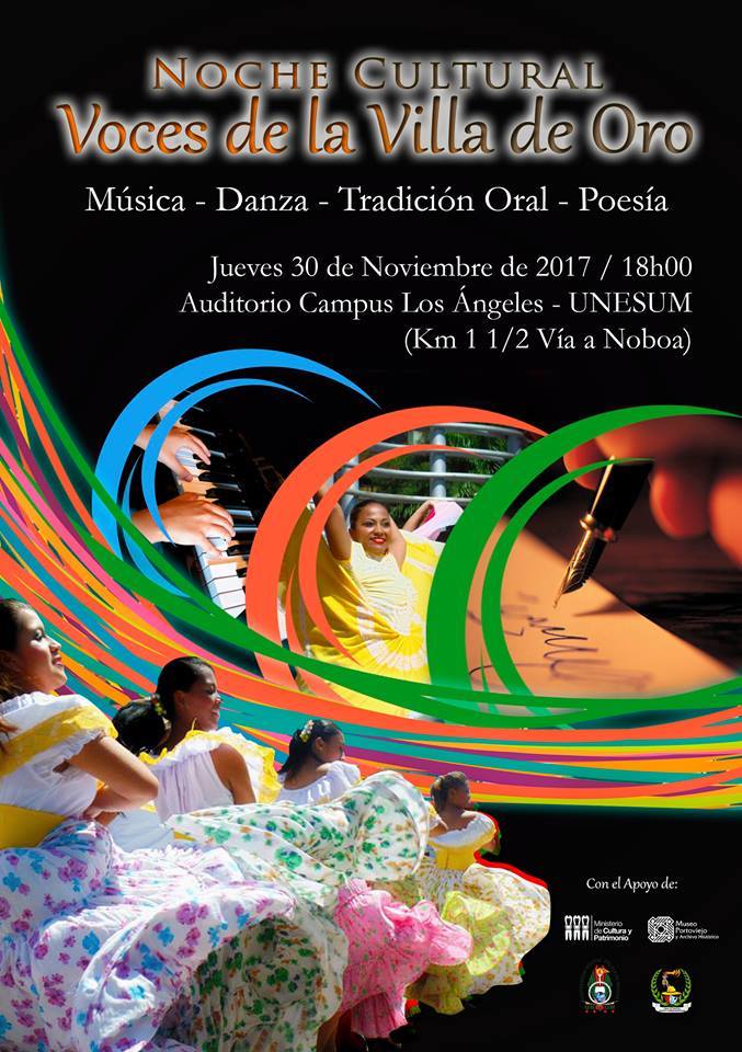 VOCES DE LA VILLA DE ORO. GRAN NOCHE CULTURAL EN LA UNESUM ESTE JUEVES 30 DE NOV. 2017.- 18 HORAS