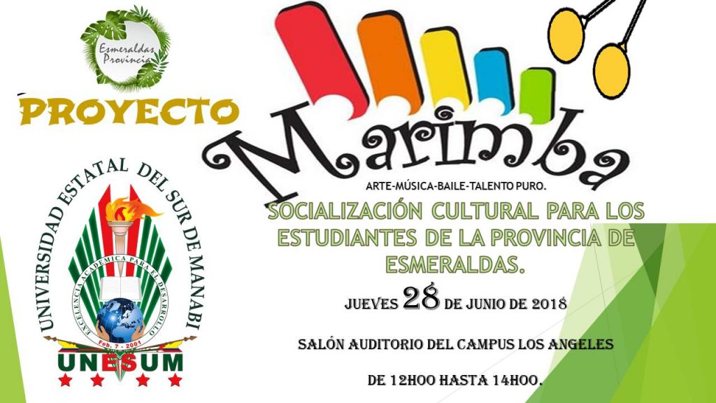 INVITACIÓN A LA SOCIALIZACIÓN CULTURAL PARA LOS ESTUDIANTES DE LA PROVINCIA DE ESMERALDAS.