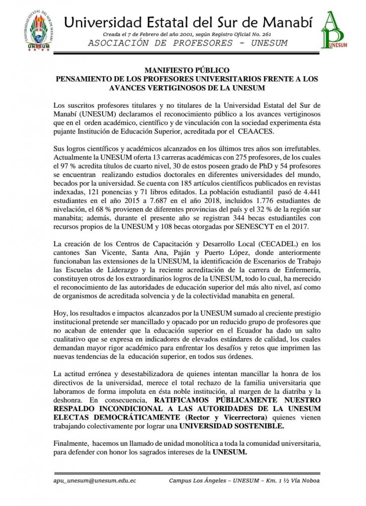 MANIFIESTO PÚBLICO