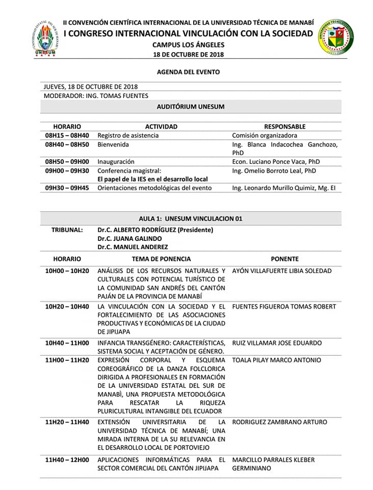 II CONVENCIÓN CIENTÍFICA INTERNACIONAL DE LA UNIVERSIDAD TÉCNICA DE MANABÍ