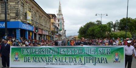 UNIVERSIDAD ESTATAL DEL SUR DE MANABÍ CON IMPRESIONANTE ASISTENCIA RINDE HOMENAJE A SU CIUDAD UNIVERSITARIA. EN SU FECHA DE INDEPENDENCIA