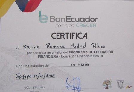 ENTREGA DE CERTIFICADOS DE ASISTENCIA EN EL CIERRE DEL PROGRAMA PLAN DE FORTALECIMIENTO DE ACTORES PARA ORGANIZACIONES DE ECONOMÍA POPULAR Y SOLIDARIA EN LA UNESUM 2018