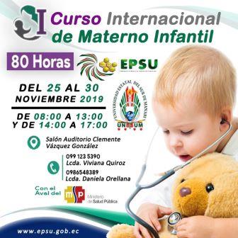 EMPRESA PÚBLICA DE SERVICIOS UNESUM Y LA CARRERA DE ENFERMERÍA INVITAN AL PRIMER CURSO INTERNACIONAL DE MATERNO INFANTIL